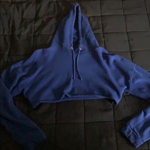 Blue Long Sleeve Crop Top